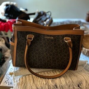 Calvin Klein Brown Monogram Tote Bag